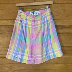 Vintage plaid pastel high rise shorts